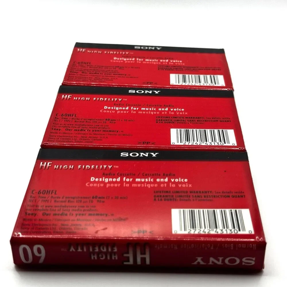 Vintage New Sealed Sony HF High Fidelity 60 min Blank Cassettes - Qty 3 - NOS